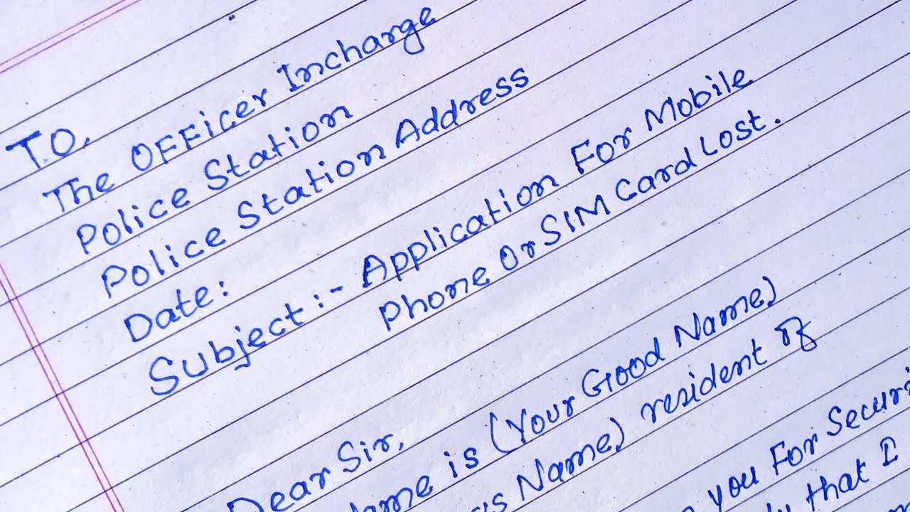 Superb Handwriting  | Application For Mobile Phone Or Sim Card Lost | Application Mobile Sim Lost |