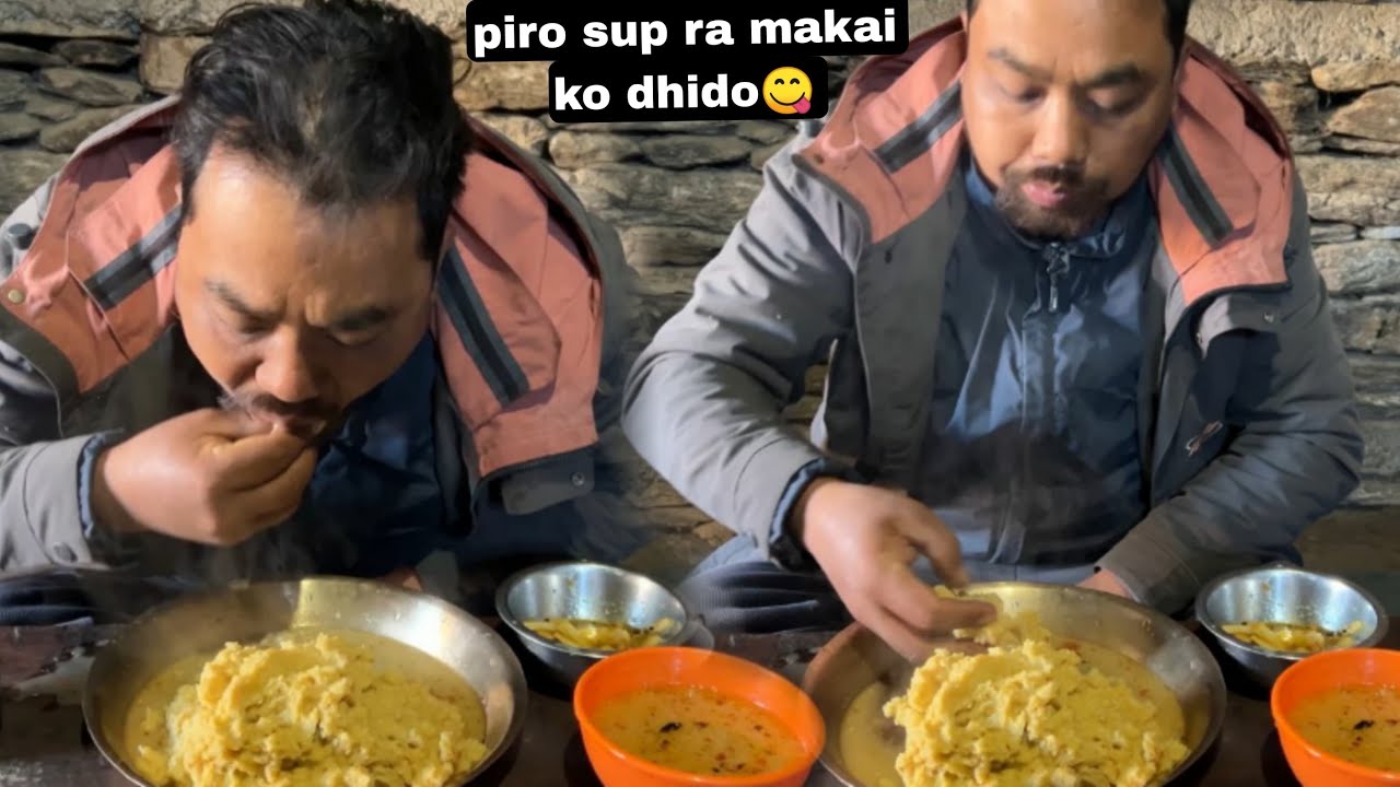 Makai ko dhido ra march ko sup sanga mukbang 😋