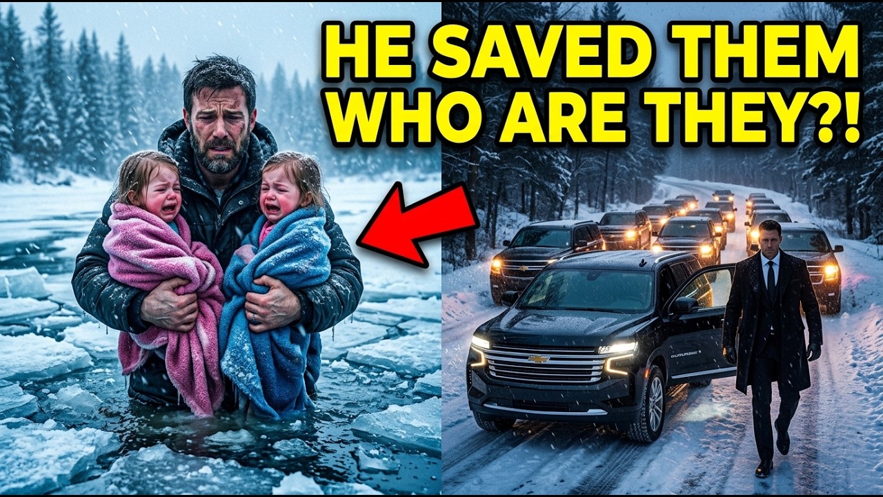 Struggling Single Dad Pulls Twin Girls from a Frozen Lake—Days Later, 10 Luxury SUVs Bring a Miracle