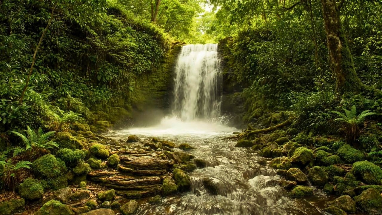 Deep Healing Emotional Release Sleep Melody by Dark Waterfall in Dreamy Night Nature 💙🌙💧