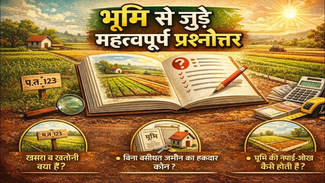 जमीन से जुड़े महत्वपूर्ण प्रश्नोत्तर | Land Important Questions Answers | IAS PCS Lekhpal  Zameen GK