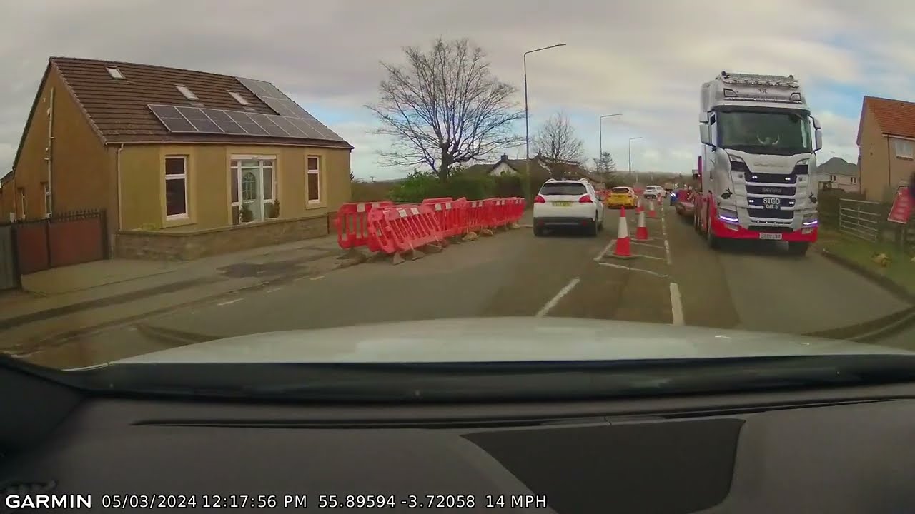 Unsafe traffic management in Armadale, West Lothian, Scotland 5/3/2024