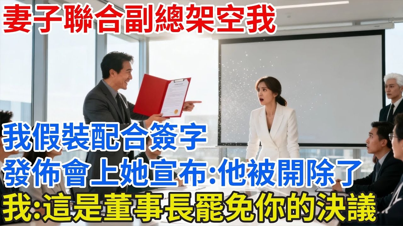 妻子聯合副總架空我，我假裝配合簽字，發佈會上她宣佈：他被開除了！我冷笑：這是我以董事長名義罷免你的決議書！#【雲帆記事】#完結#小説#爽文#故事頻道#愛情#情感#完整版