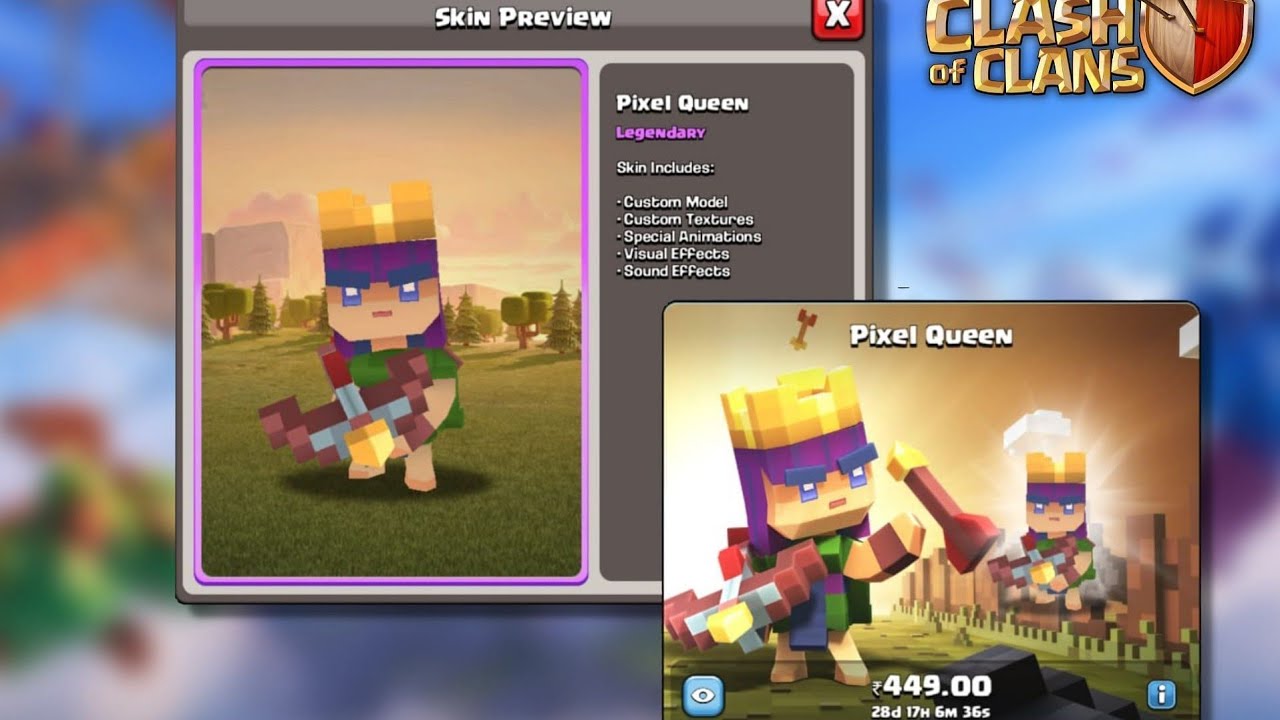Pixel Queen Skin Preview | 10th Clashiversary | 10th Anniversary | Clash Of Clans | New Update | coc