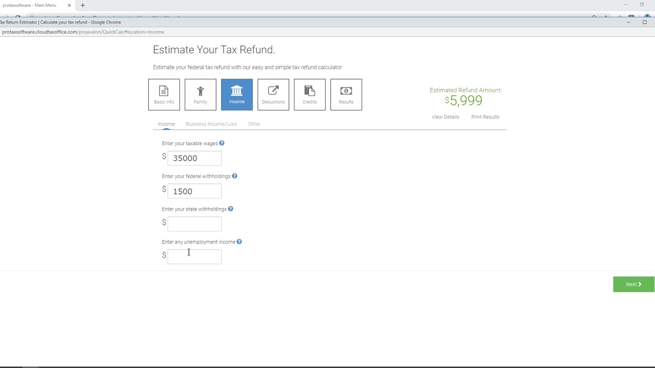 Refund Calculator/Estimator