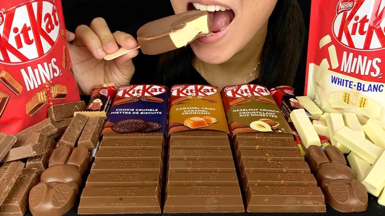 ASMR KIT KAT CHOCOLATE Ice Cream 킷캣 초콜릿 리얼사운드 먹방 | LaniEatsASMR