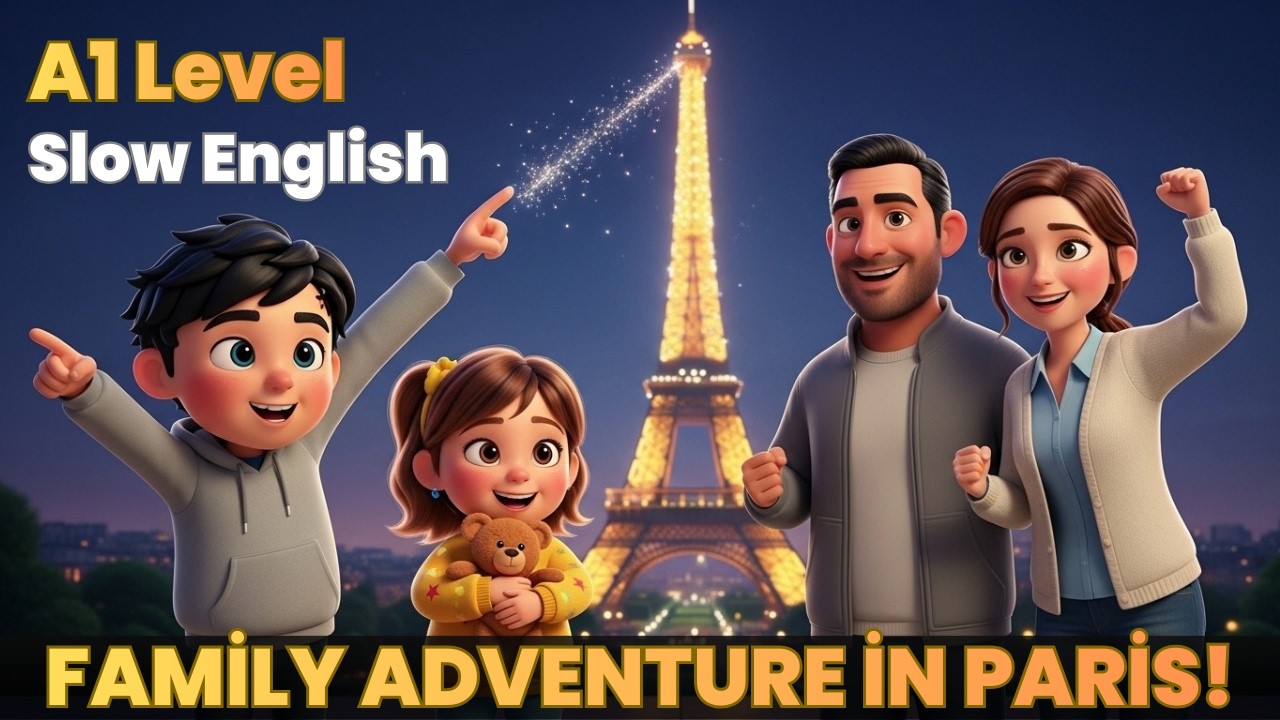 Family Adventure in Paris! | Lost Teddy Bear Story | Easy English for Kids | Beginner Kids ESL Story