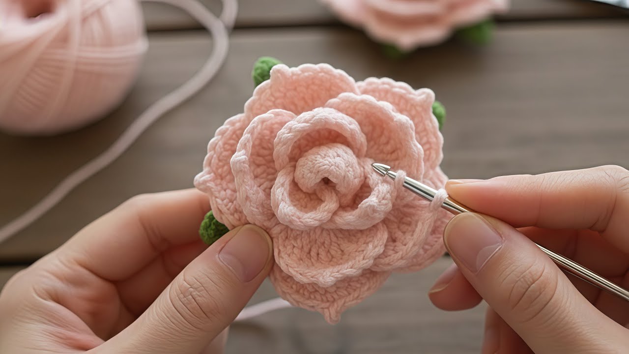 Easy Crochet Rose Tutorial 🌹 | 3D Flower for Beginners | Step-by-Step Crochet