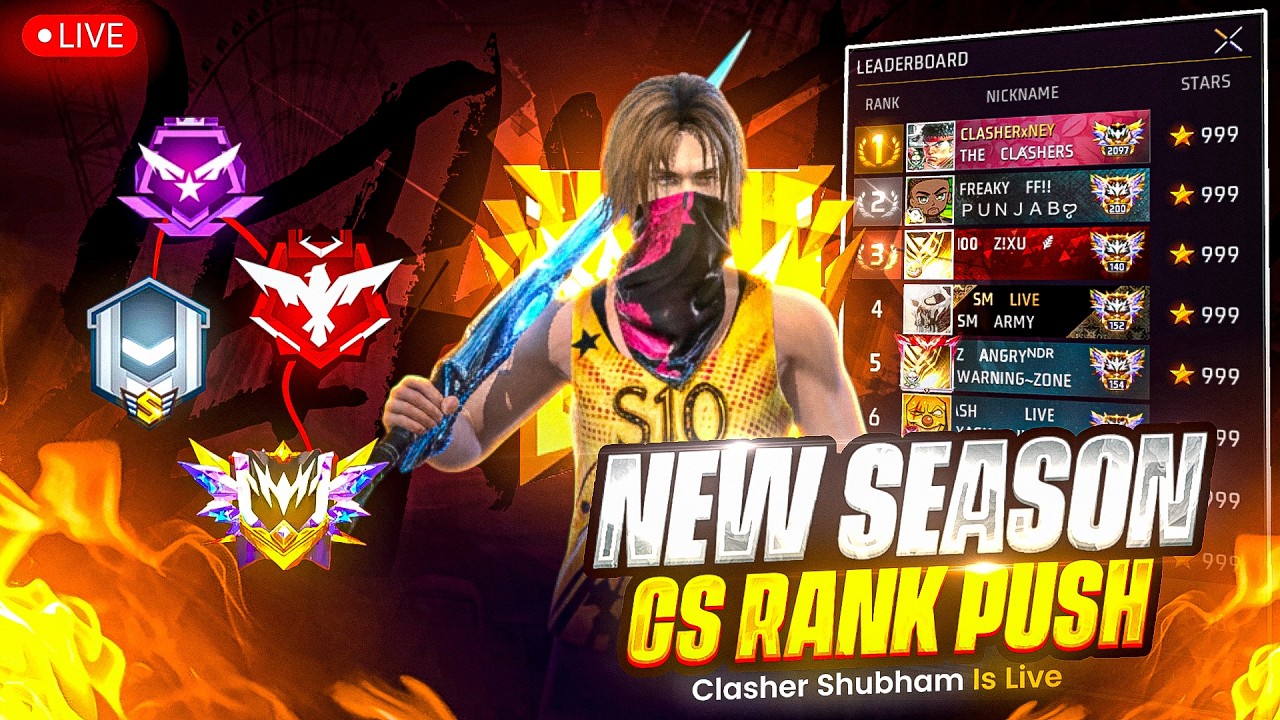CS Rank New Season 💀 Push To Region Top 1 🚀 Free Fire Live