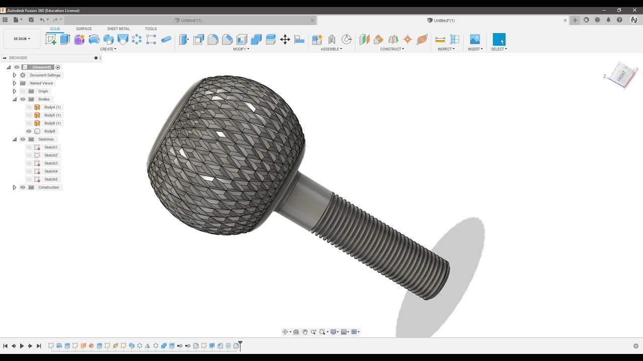 Fusion 360 - Moletage Sphérique / Spherical Knurling - [Tutoriel]