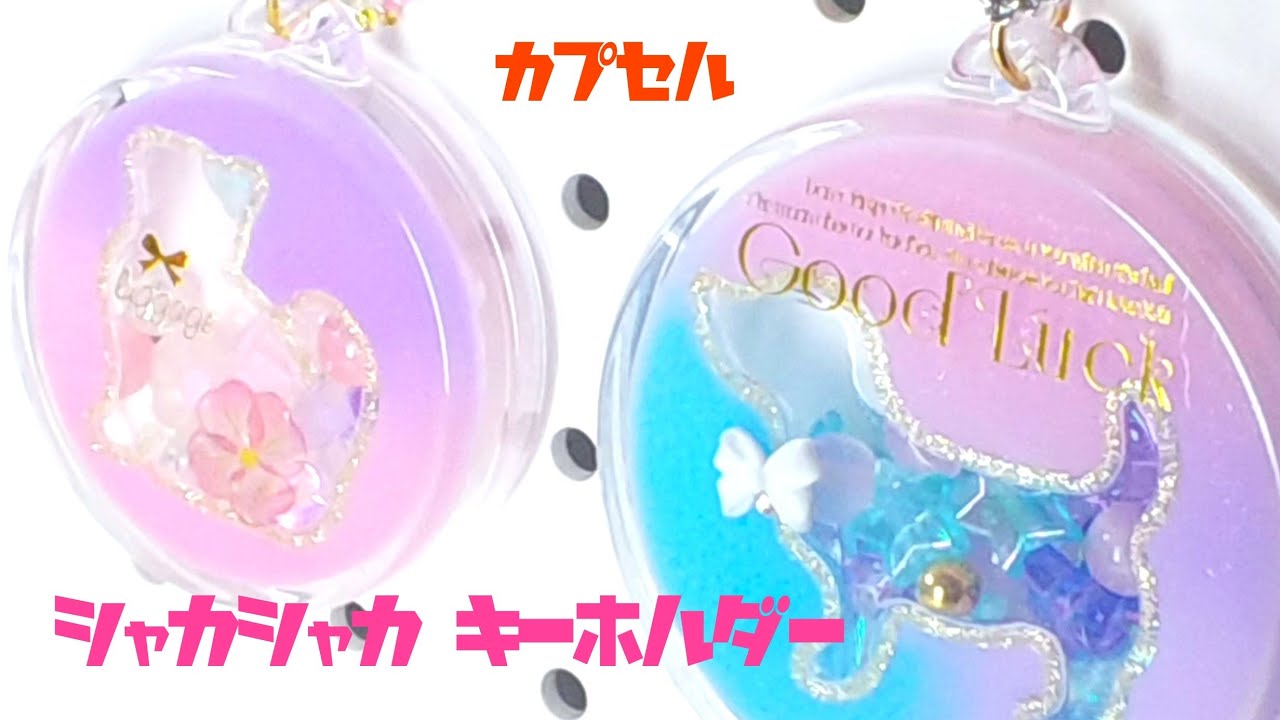 47☆ シャカシャカカプセルキーホルダー    ニャンコとワンコ【UVレジン】