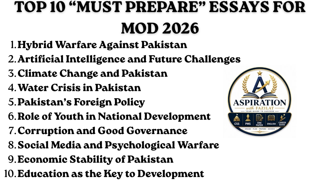👉 MOD Essay Series 2026 | Top 10 Most Important Topics | MOD Exam Preparation | Crash Course