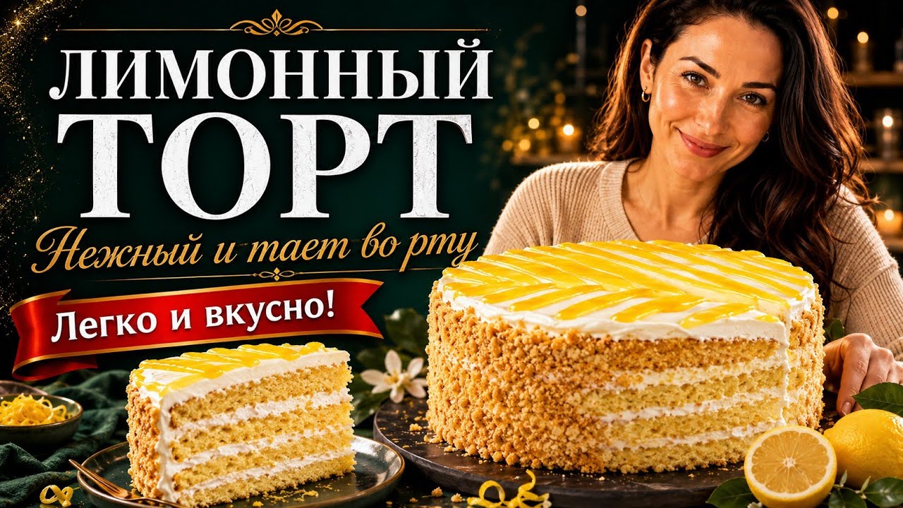Лимонный торт 🍋 Нежный и тает во рту
