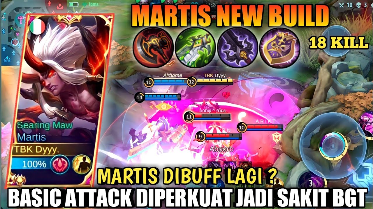 MARTIS DIBUFF LAGI 🔥PAKAI BUILD ATTACK SPEED JADI LEBIH MUDAH KILL - Build Martis Terbaru 2022