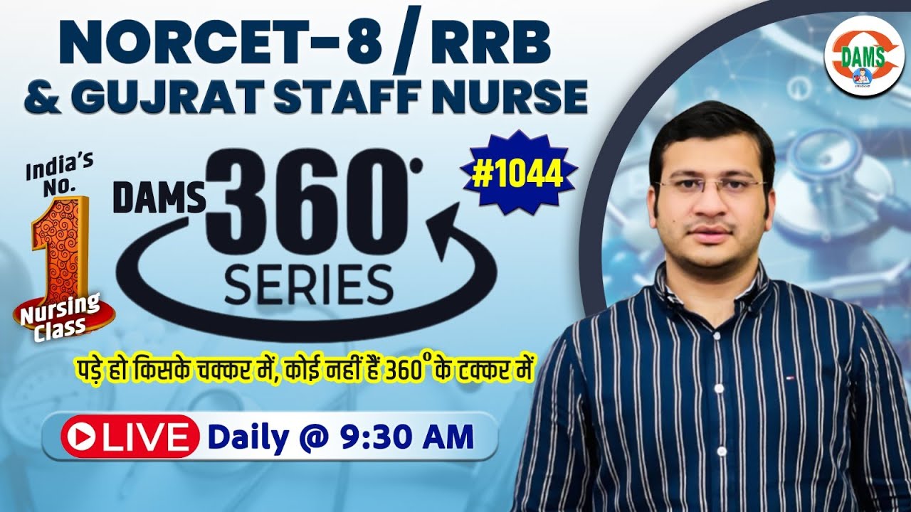 360 Degree Series 🔥| 360 Degree Most Imp MCQs #1044 | NORCET & All Nursing Exam | Siddharth Sir