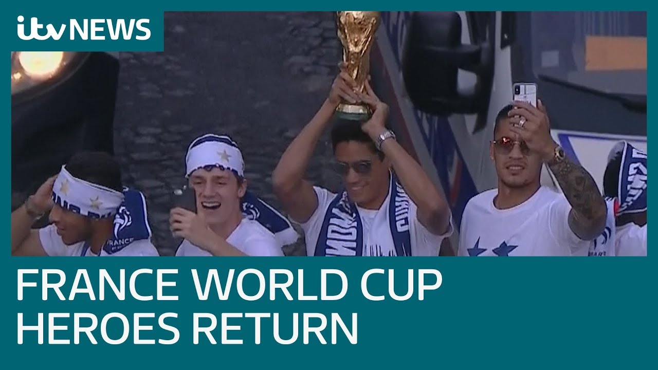 French World Cup heroes receive rapturous welcome home in extravagant victory parade | ITV News