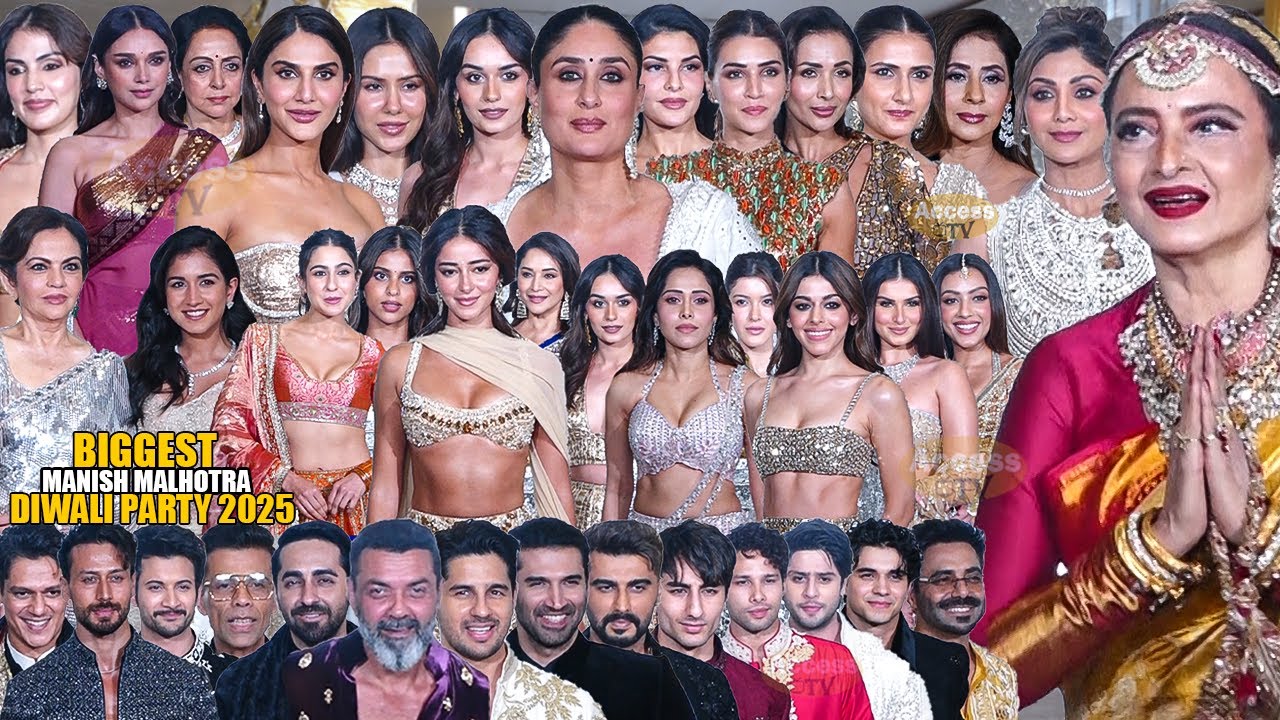 UNCUT | Manish Malhotra GRAND Star Studded Diwali Party 2025 |Rekha,Ambani Family,Ananya,Kajol,Kriti
