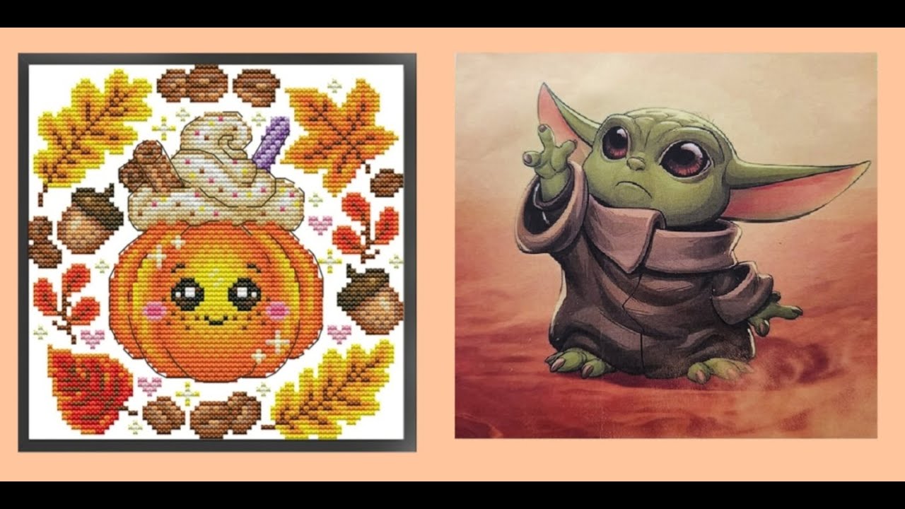 Avances de la calabacita y baby yoda #puntodecruz #crossstitch #flosstube