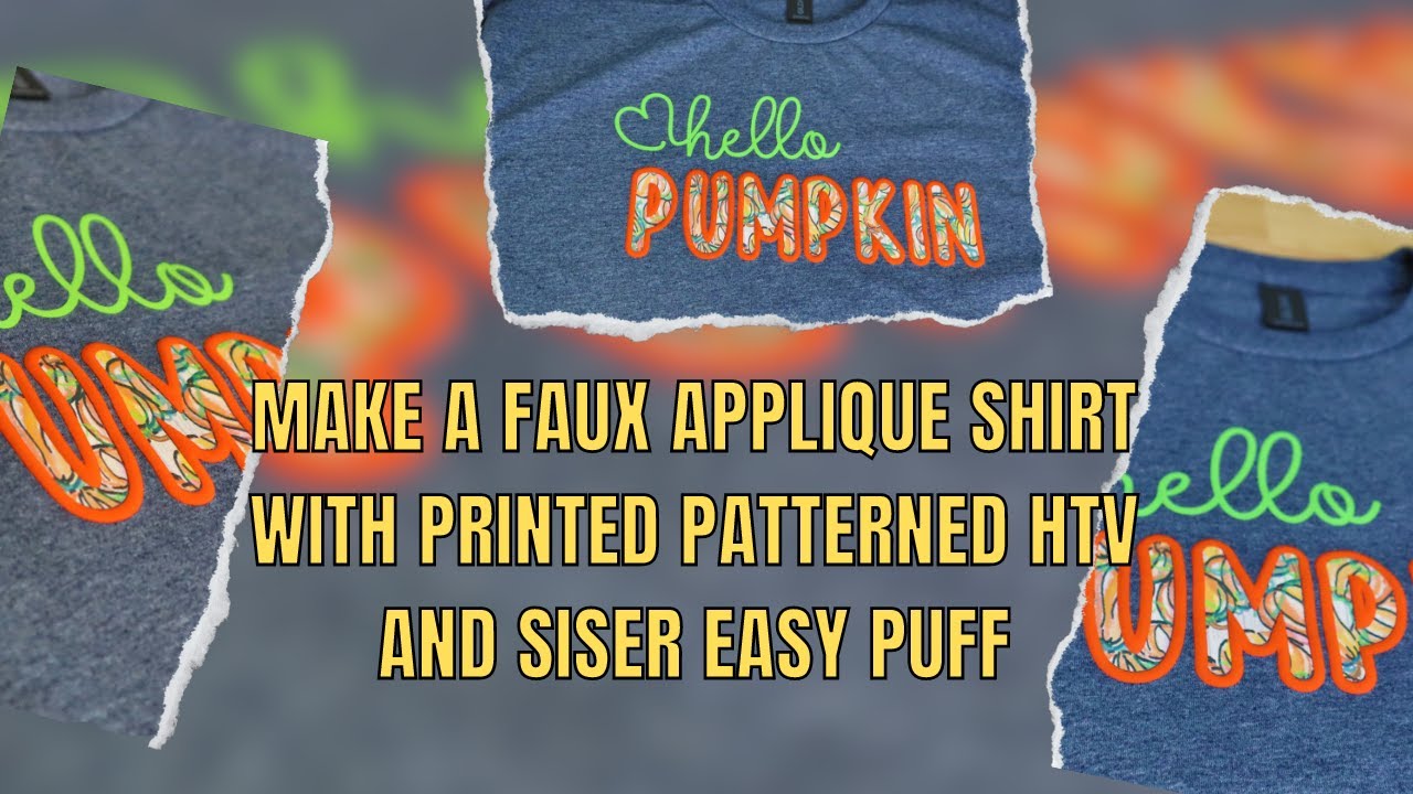 Make a faux applique shirt with cricut puff HTV and printed patterned HTV - Easy DIY