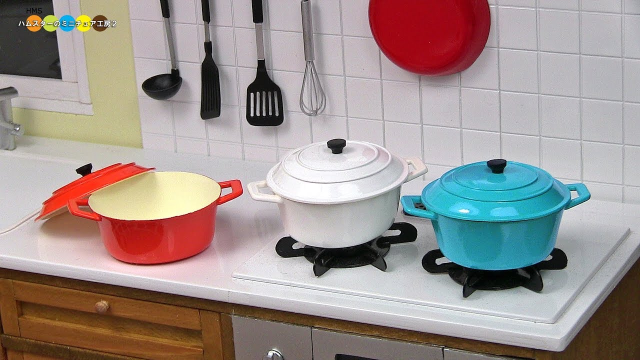 DIY Miniature Enamel Pots　ホーロー鍋風ミニチュア両手鍋作り
