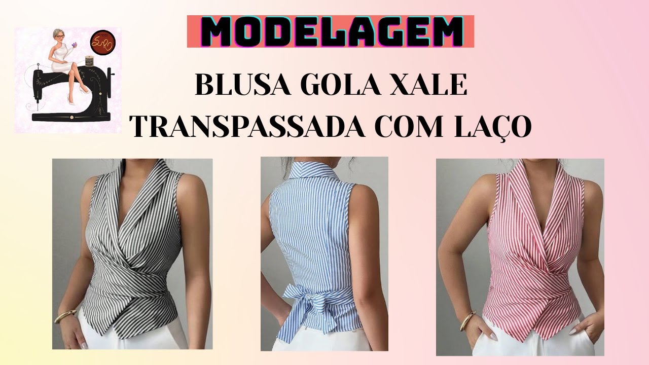 (Modelagem) Blusa Gola Xale, Transpassada, Drapeada Com Laço. Parece difícil mas não é.