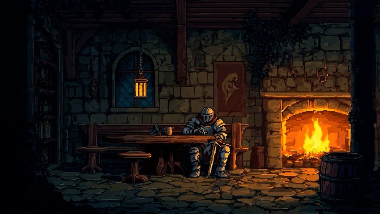 Stop here and rest traveler ... Medieval LoFi Beats to Study, Work, Sleep 🏰Crackling Campfire ASMR