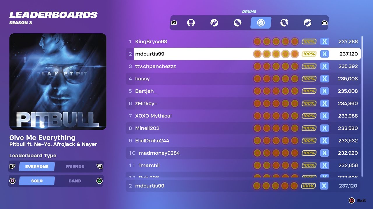 [Fortnite Festival S3] Give Me Everything Expert Drums 100% FC