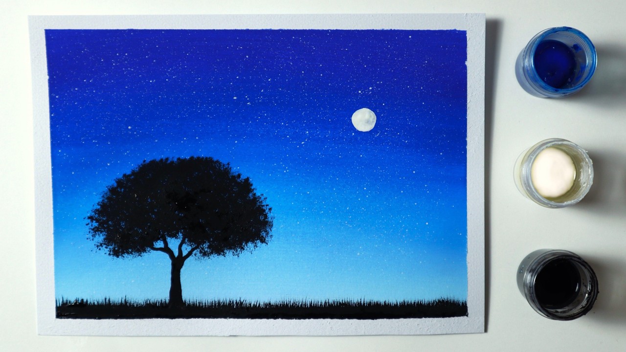 Easy Poster Color Night Sky for Beginners | Step by Step Tutorial