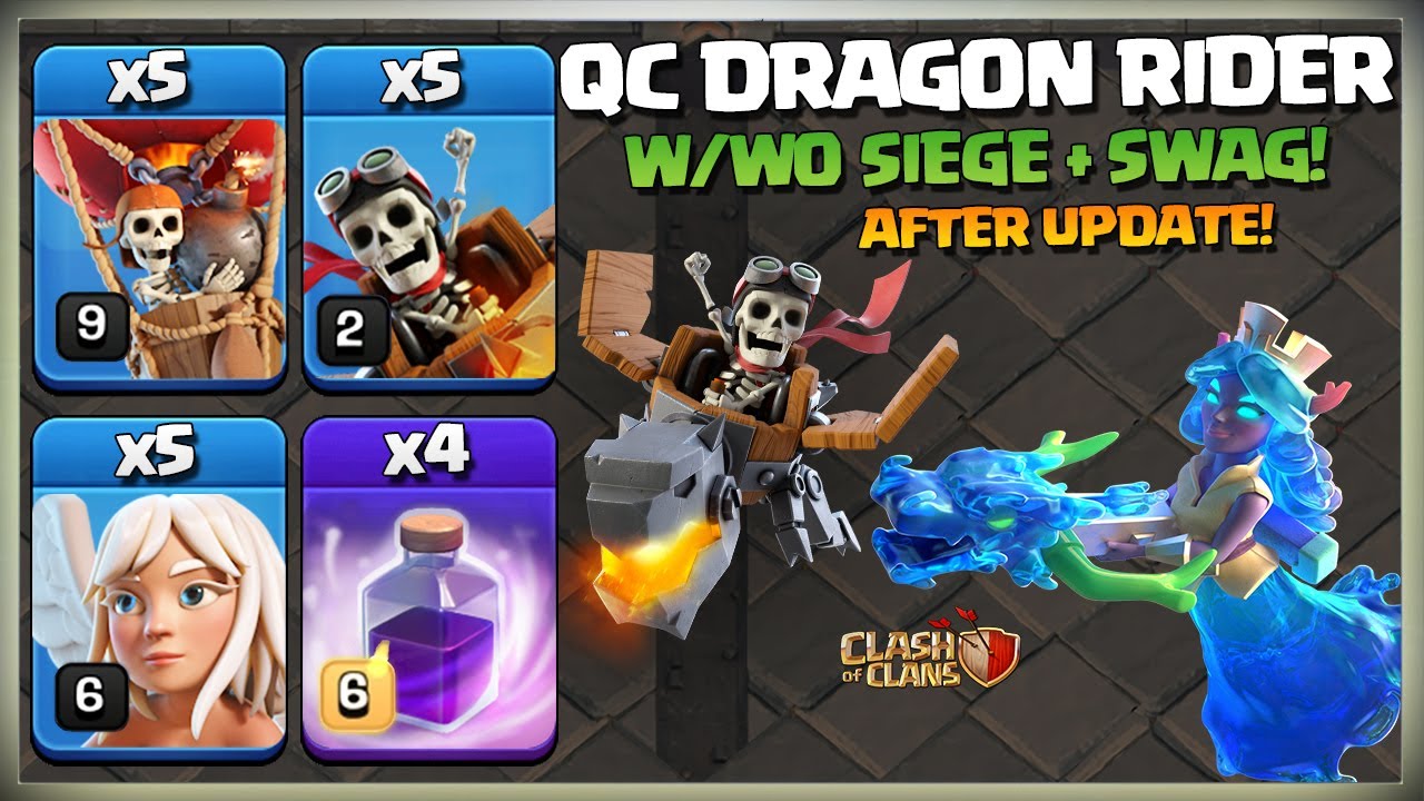 After Update! Th13 Dragon Rider Attack | Th13 No Siege | Th 13 QC Dragon Rider Army Clash Of Clans