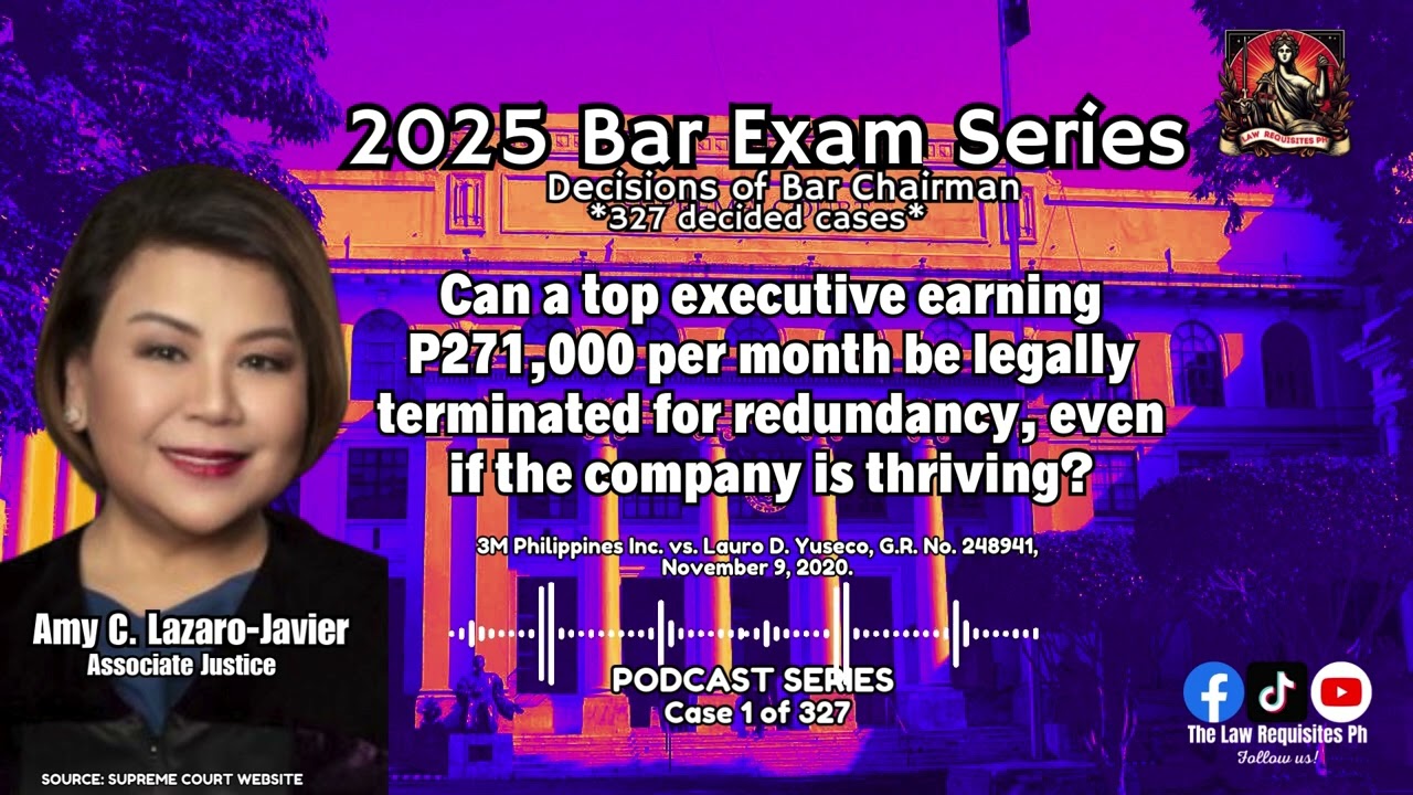 Can a top executive earning P271,000 per month be legally terminated for redundancy? podcast