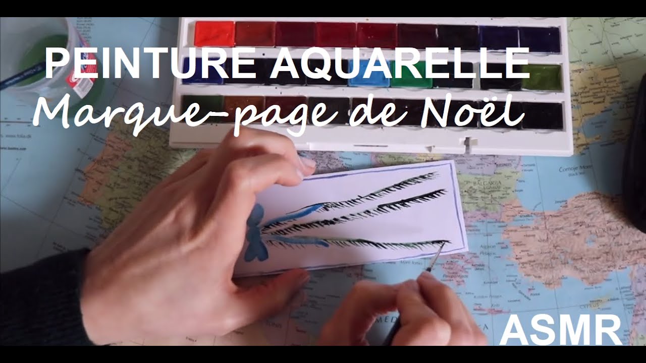 ASMR français - Dessin et aquarelle : Marque page de Noël - partie 2