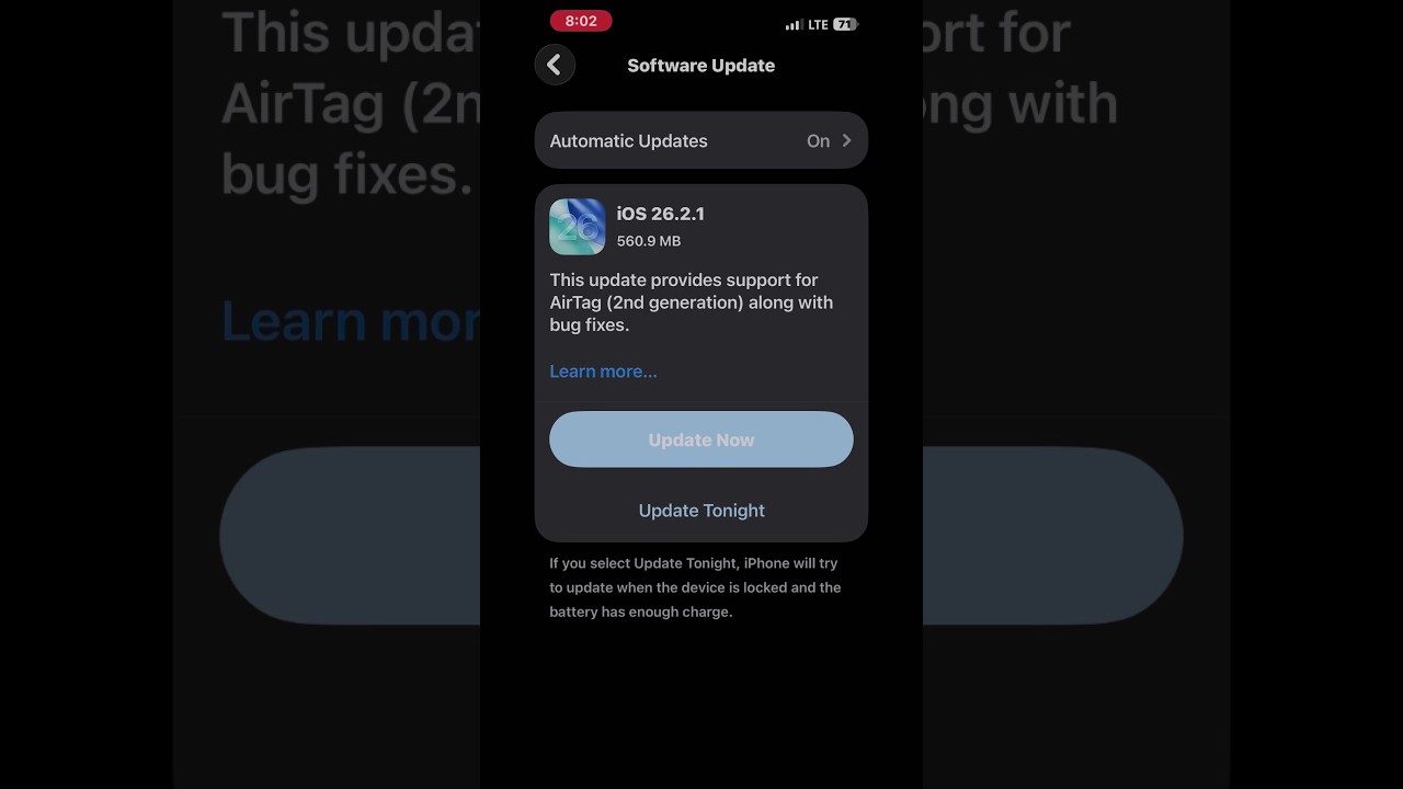 ios new update 26.2.1 