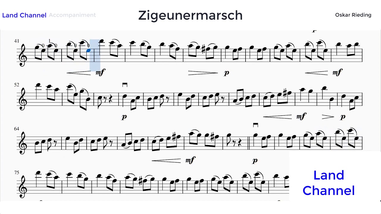 Oskar Rieding - Zigeunermarsch Piano Accompaniment With Score by Land Channel