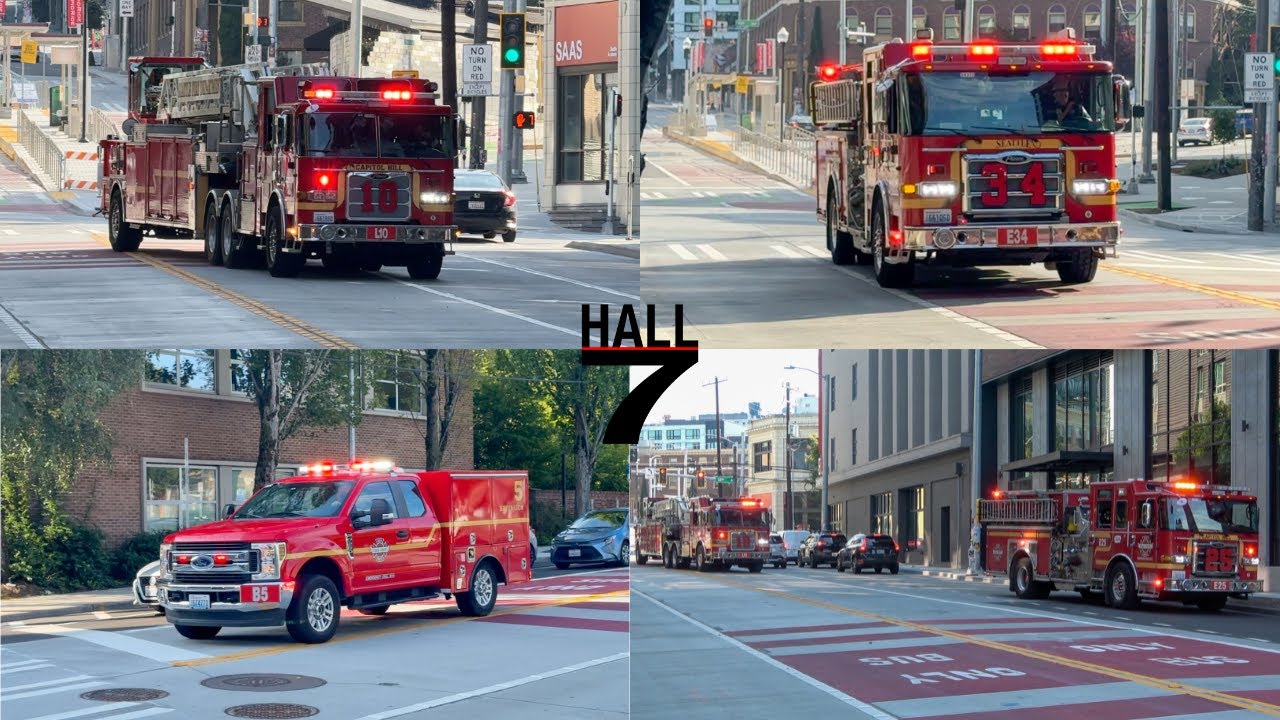 Seattle Fire Department - Ladder 10, Engine 34, Battalion 5, & Engine 25, Responding