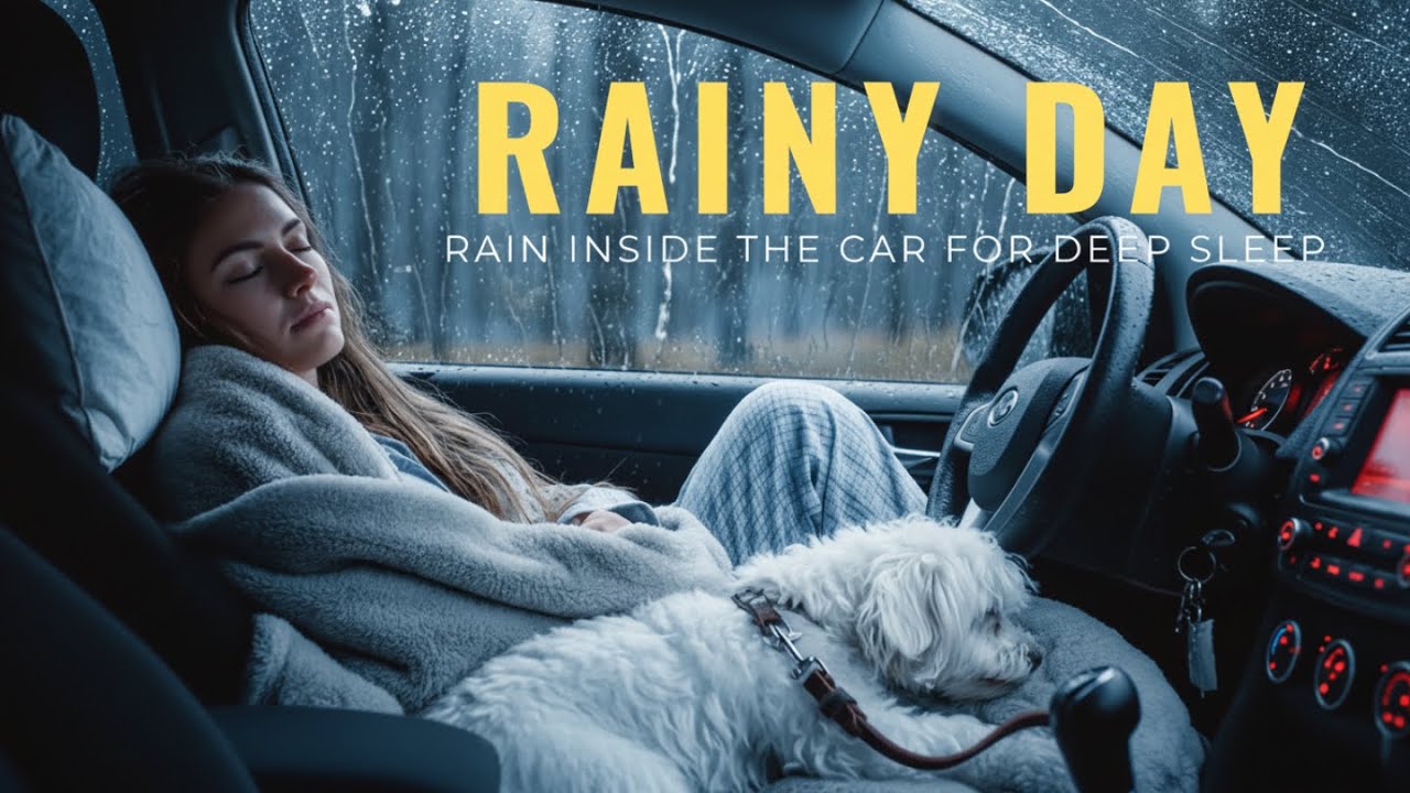Sleeping in Car During Heavy Rain 🌙🚘 Rain Sounds for Sleep, Insomnia Relief & Cozy Night Ambience