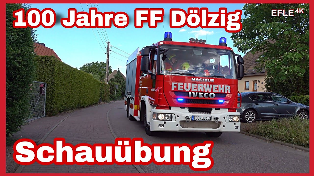 [Wohnungsbrand nach Verkehrsunfall] Sirenenalarm und Einsatzfahrten Schau&uuml;bung FF D&ouml;lzig