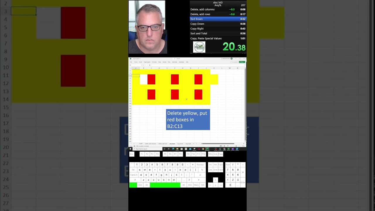 Excel obstacle course level 3 world record. #excel #speedrun #exceltips