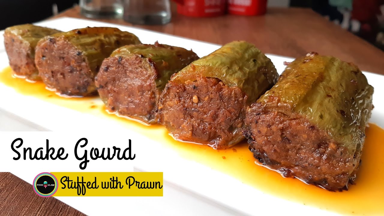 Snake Gourd recipe | Chichinga recipe | Stuffed | Snake Gourd stuffed with Prawn | FOODGLAM