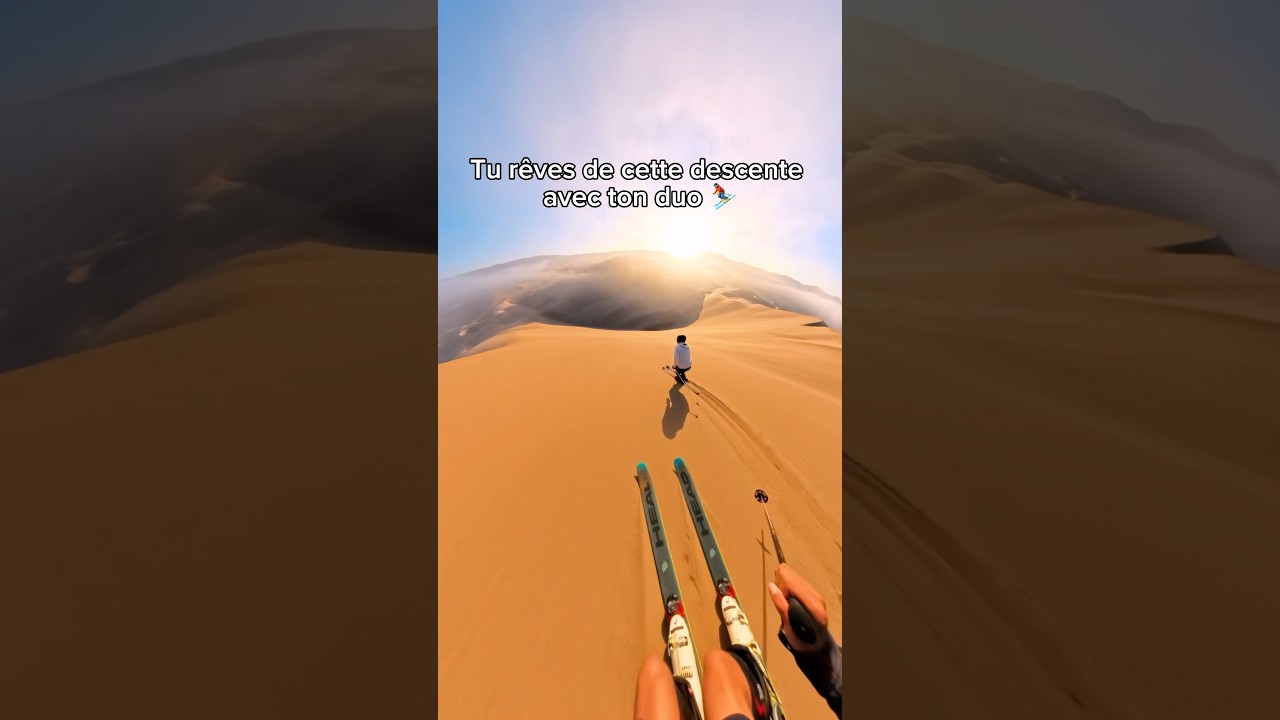 Skiez dans le d&eacute;sert avec ton duo ❤️&zwj;🔥⛷️🏜️ Le r&ecirc;ve ! #ski #insta360 #desert
