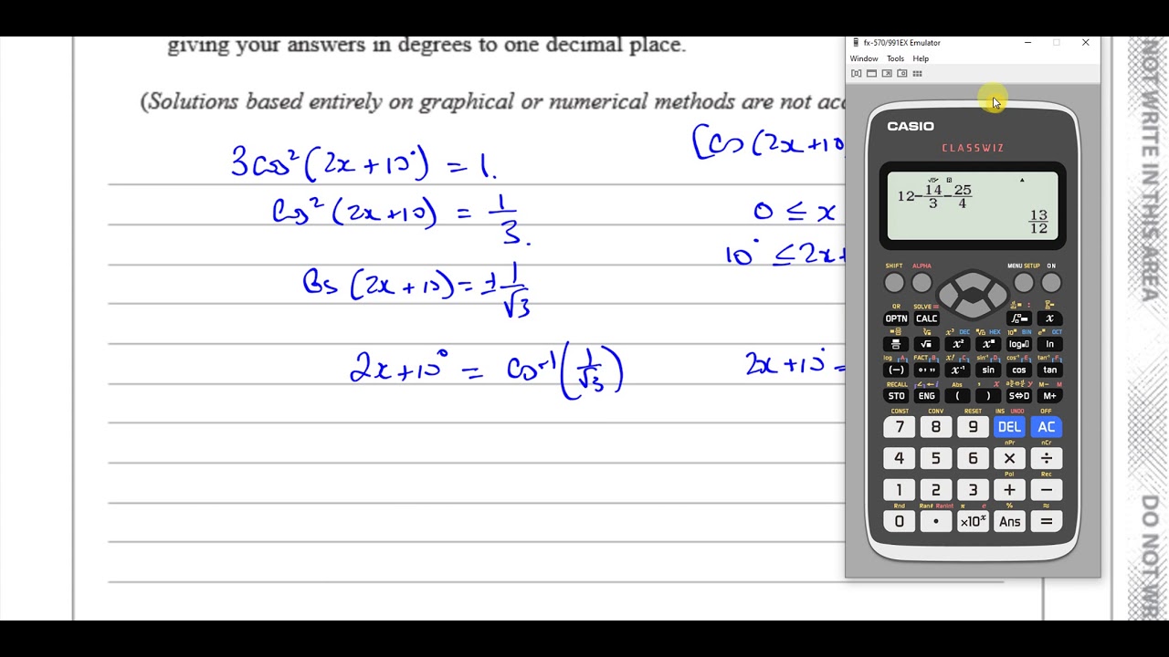 WMA12/01 IAL (Edexcel) P2 June/Oct 2020 Q7 Trigonometric Identities & Equations