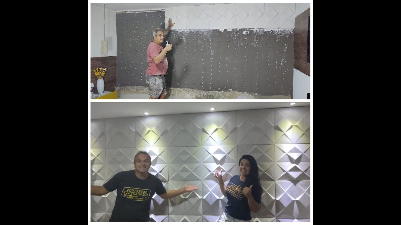 COLOCAÇÃO DE GESSO 3D  PAREDE COM UMIDADE PODE? COMO COLOCAR PLACAS 3D - GESSO 3D EM PAREDE APRENDA