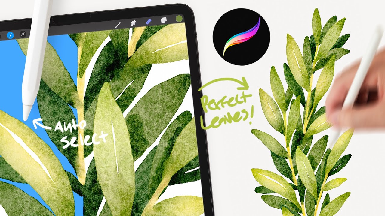 Как рисовать перекрывающиеся листья в Procreate 🍃 ТАК ЛЕГКО! Урок по акварели Procreate для начин...