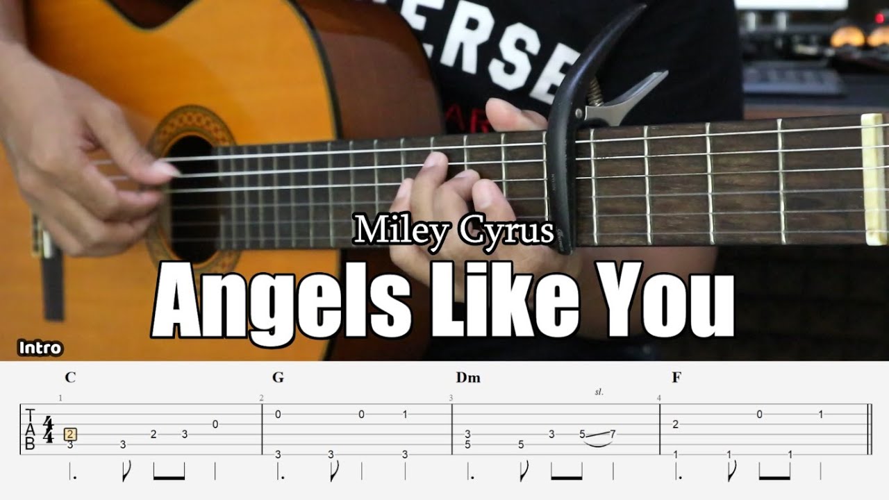 Angels Like You - Miley Cyrus - Fingerstyle Guitar Tutorial + TAB & Lyrics