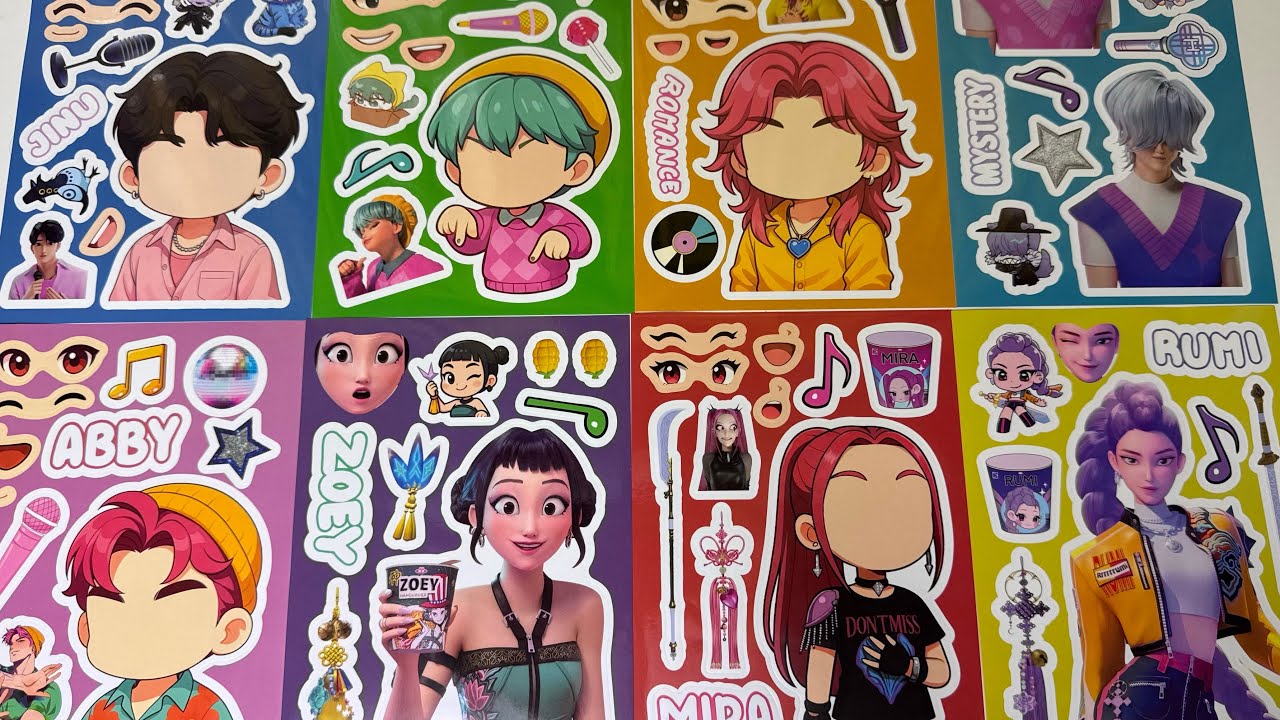 KPop Demon Hunters Huntrix -Saja Boys Make a Face Stickers ✨Paper DIY✨