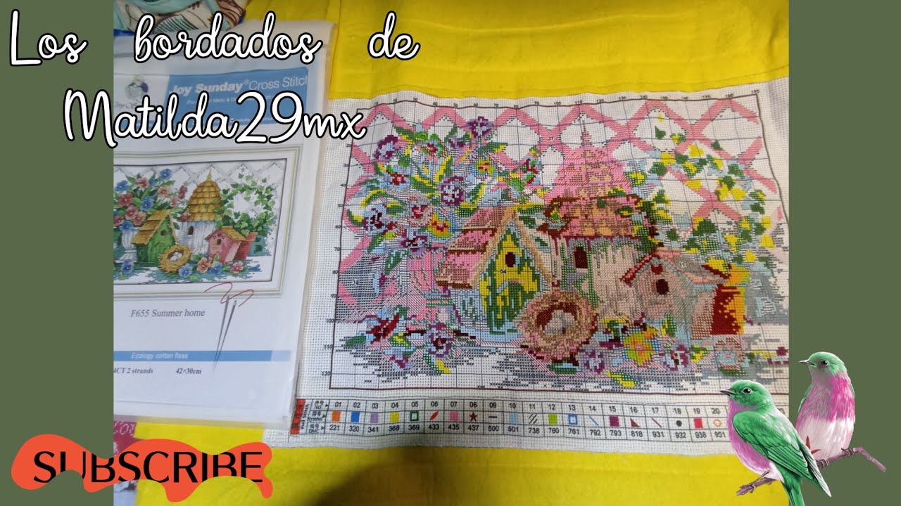 #8 #flosstube #bordando casita de pájaros 🐦 #ideas #bastidor #puntodecruz #ideasparabordar 