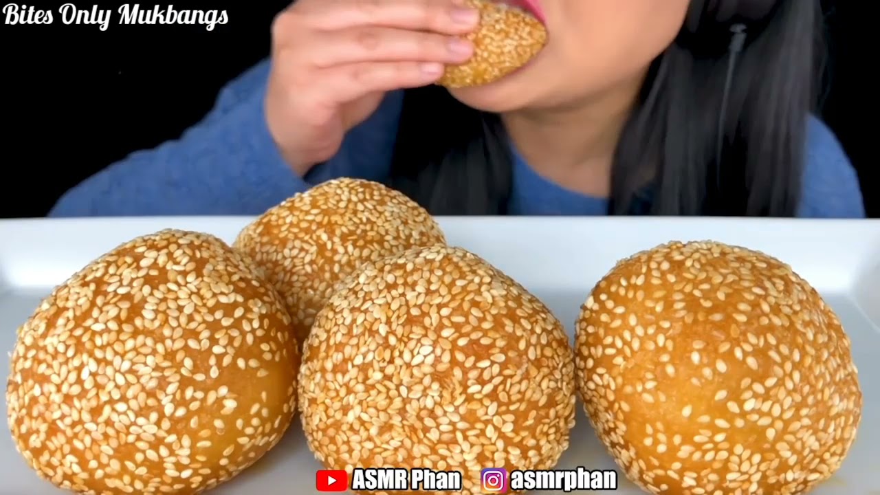 ASMR Phan-ASMR FRIED SESAME BALLS (Crunchy Eating Sounds) | B&aacute;nh Cam *No Talking* ||*Bites Only*