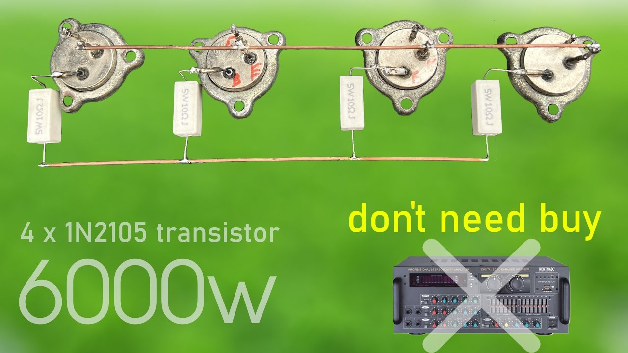 DIY Powerful Ultra Bass Amplifier 4 Iron Transistor 1N2105 , No IC , Simple Circuit