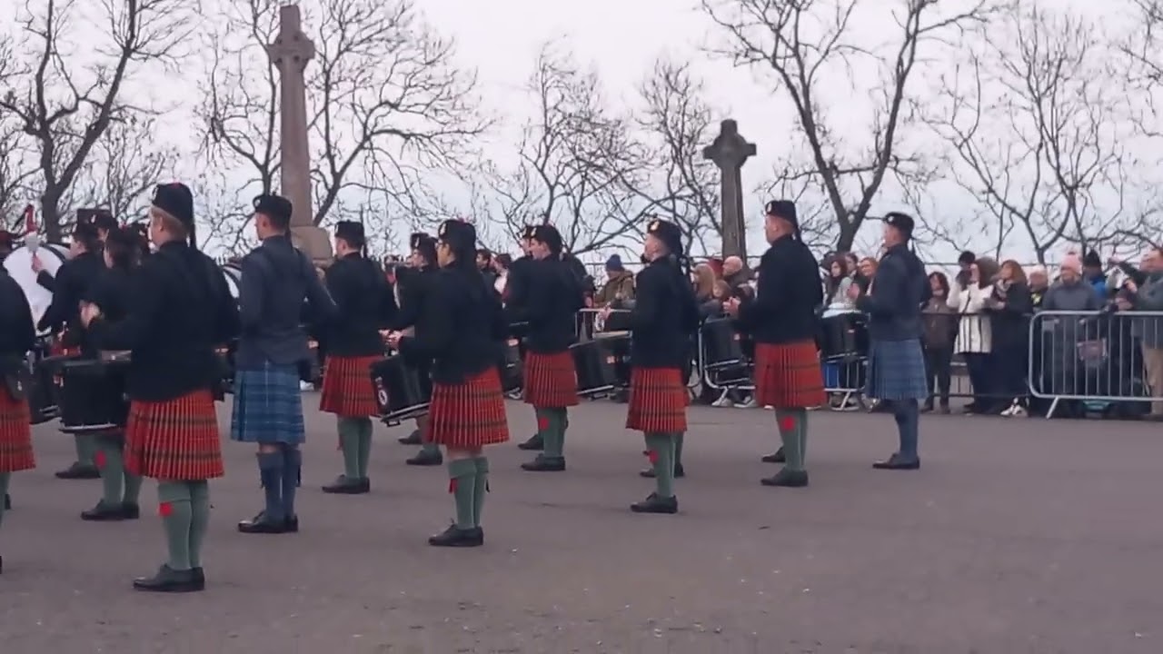 Army Cadets Pipes and Drums Beating Retreat at Edinburgh Castle Scotland 2023 Bagpipes.