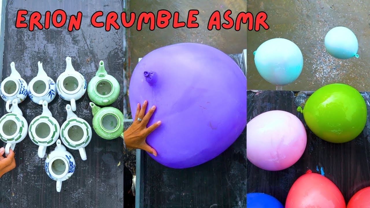 Breaking Colorful Glass Bottles and Dropping Water Balloons ASMR