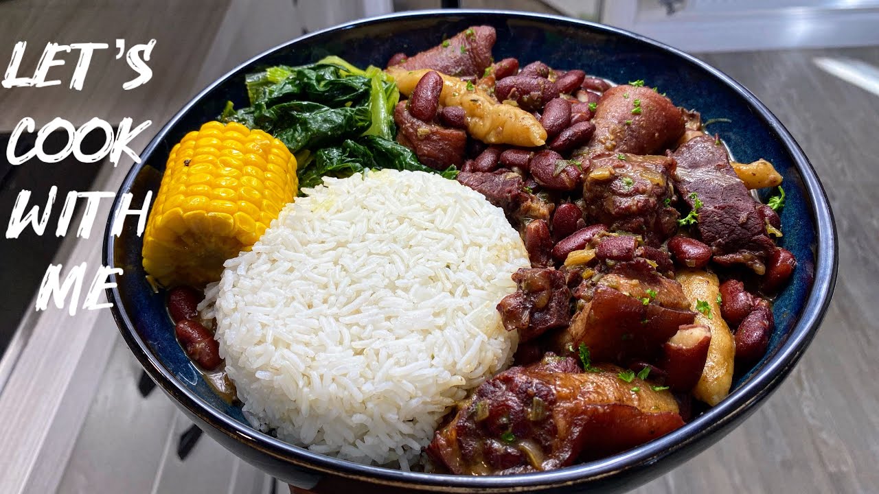 Let’s Cook With Me | Stew peas, steamed rice, steamed veg and boiled sweet corn
